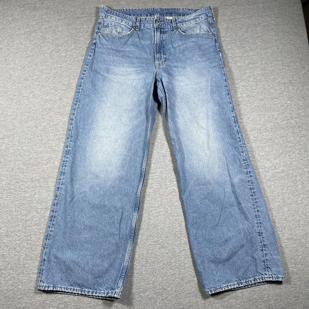 &DENIM Jeans Womens 12 Blue Baggy Wide-Leg Mid Waist Loose Fit Skater Y2K